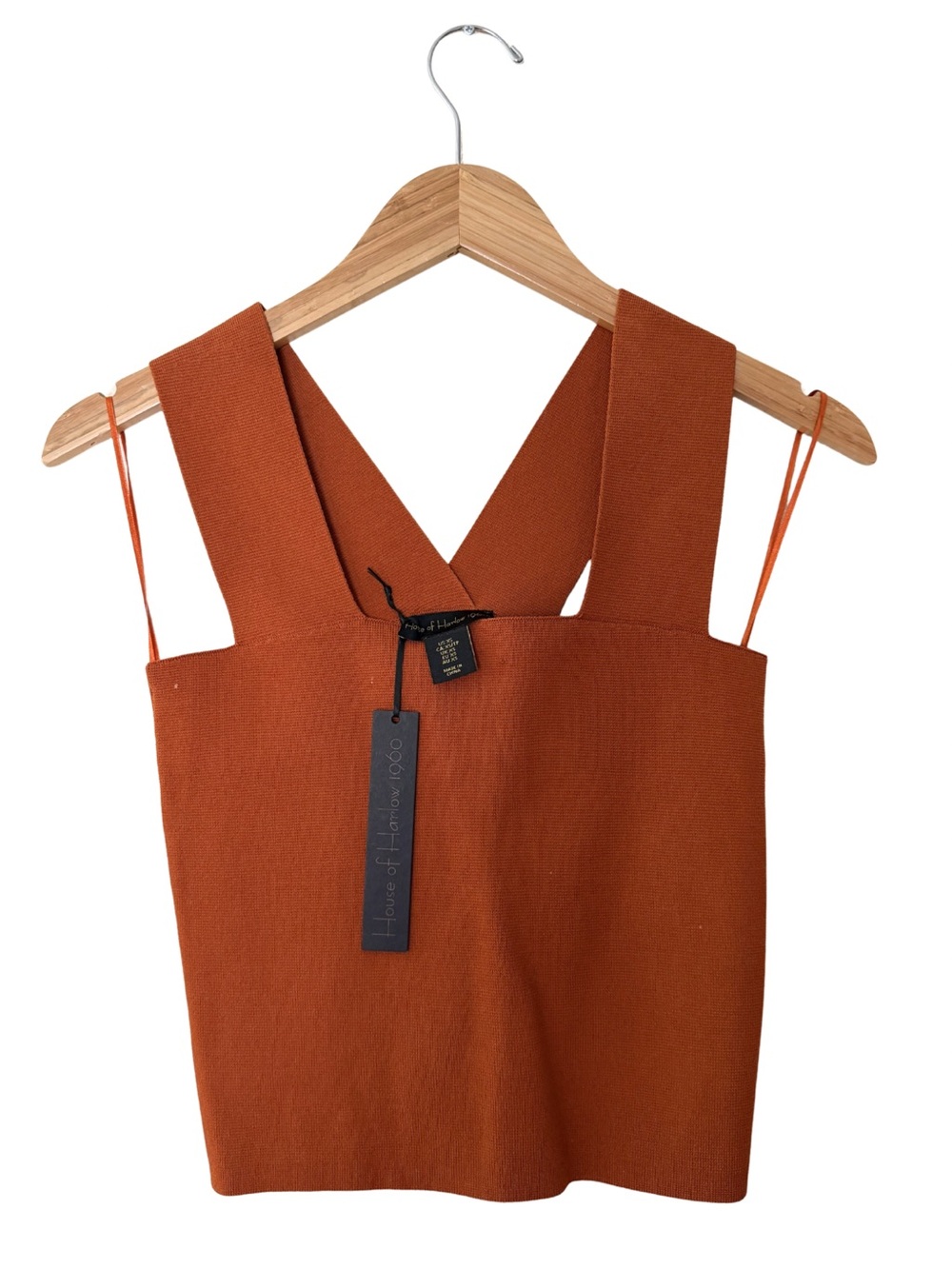 House of Harlow 1960 Mob Wife Rust Bandage Knit Crop Top - XSmall